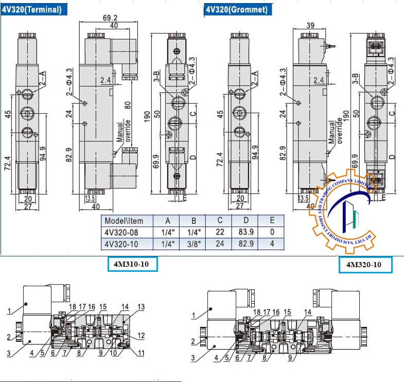 Van điện từ Airtac 4M320-08 12 4m320 10 5 1
